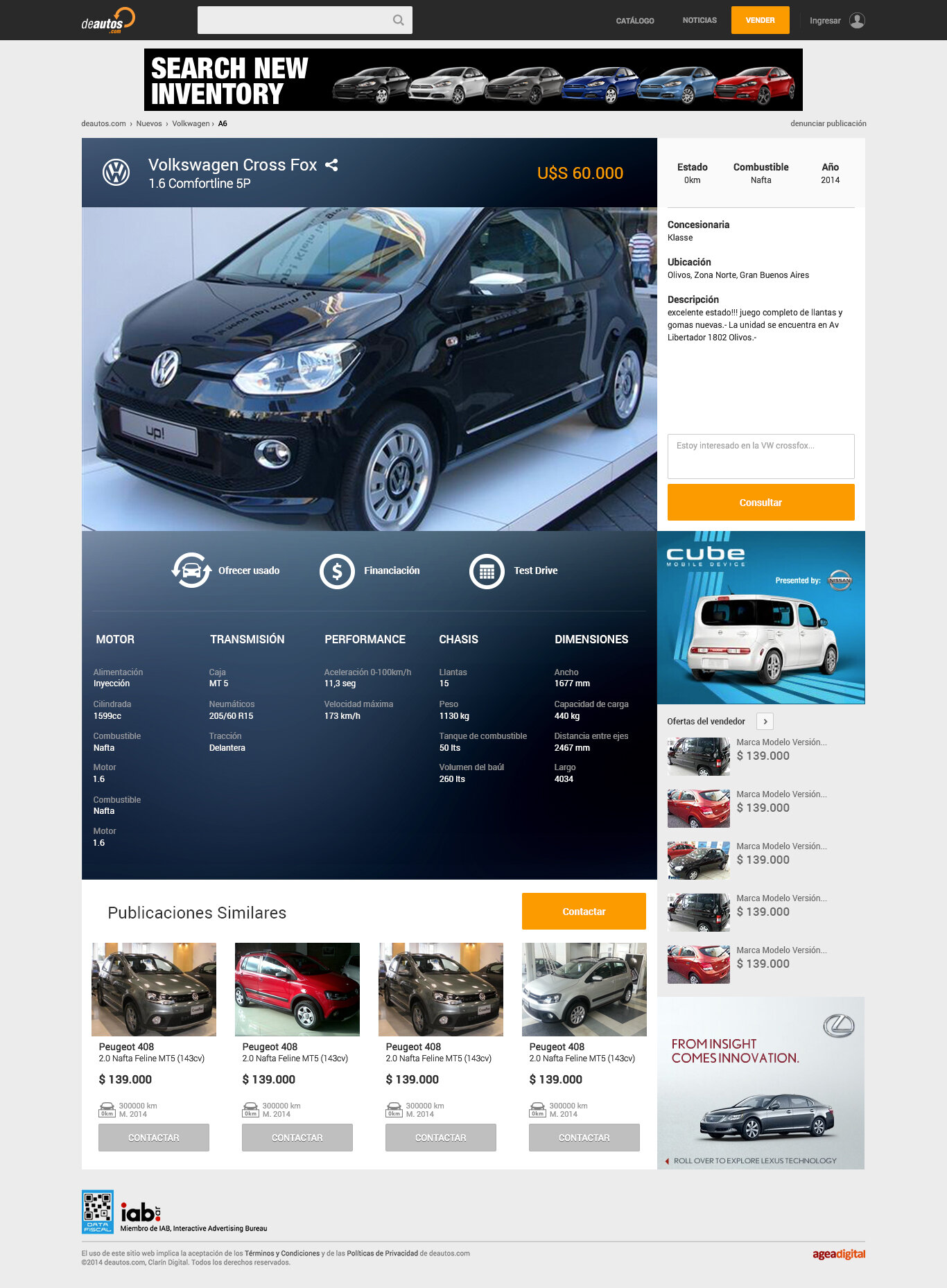 Redesigned VIP listing page for a black car, with hero photo, price, and seller contact panel
