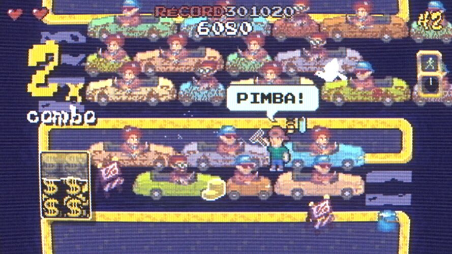 City Day — a 2x combo and a PIMBA! callout while cleaning a jammed row of cars