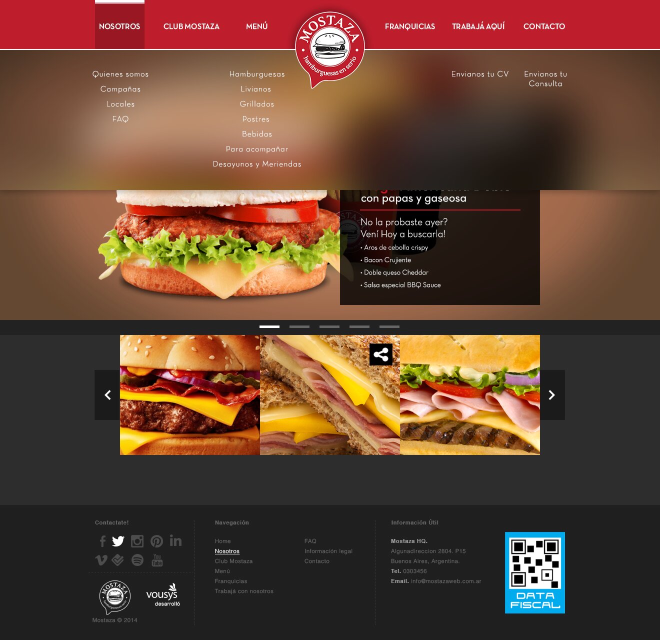 Final homepage design with the main navigation menu open