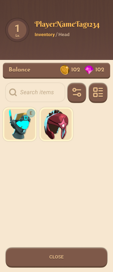 Head armor grid view with two helmets