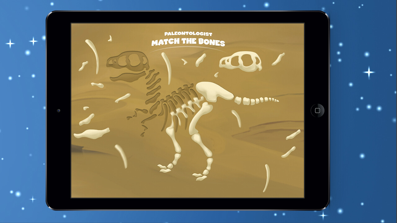 Completed dinosaur skeleton with every bone matched into place
